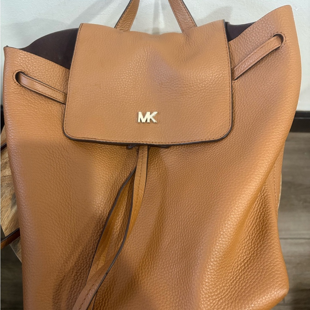 Michael Kors Tan Leather Backpack with Gold Hardware